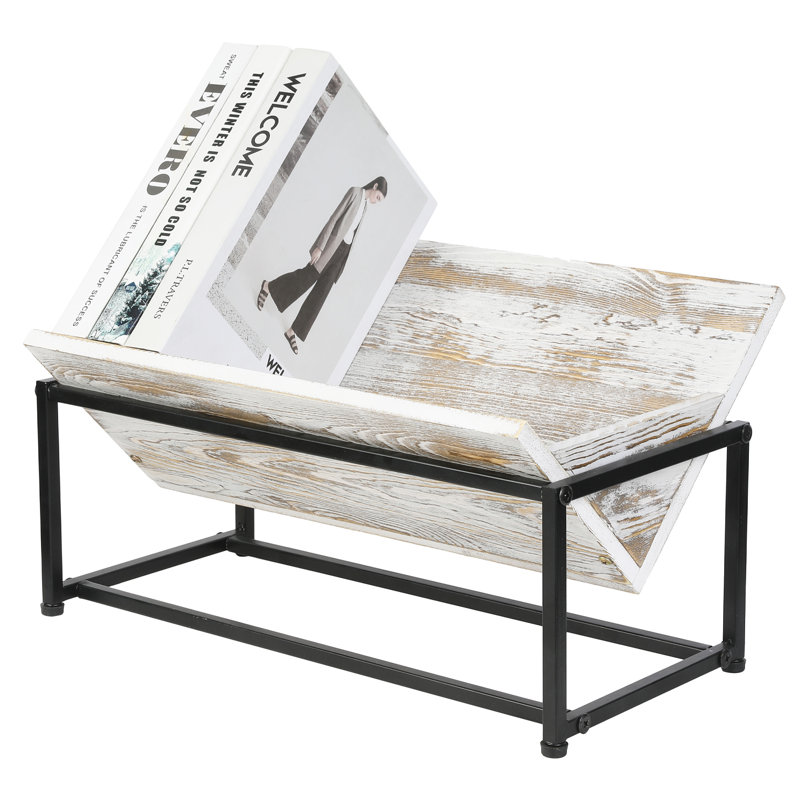 Wood Tabletop File Organiser Bookcase, Whitewashed