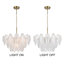 Paula 20.5 " Brushed Shiny Brass 7-light Glass Feather-shaped Chandelier
