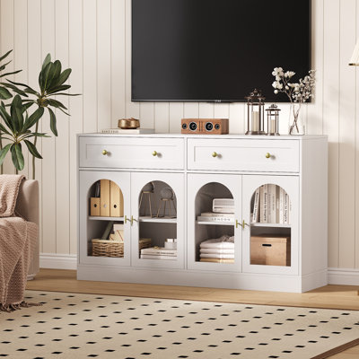 55in Modern Farmhouse Buffet Cabinet,Buffet Cabinet with 3 Drawers and 2 Door Cabinets, Versatile Console Table for Kitchen, Dining Room, or Living Ro