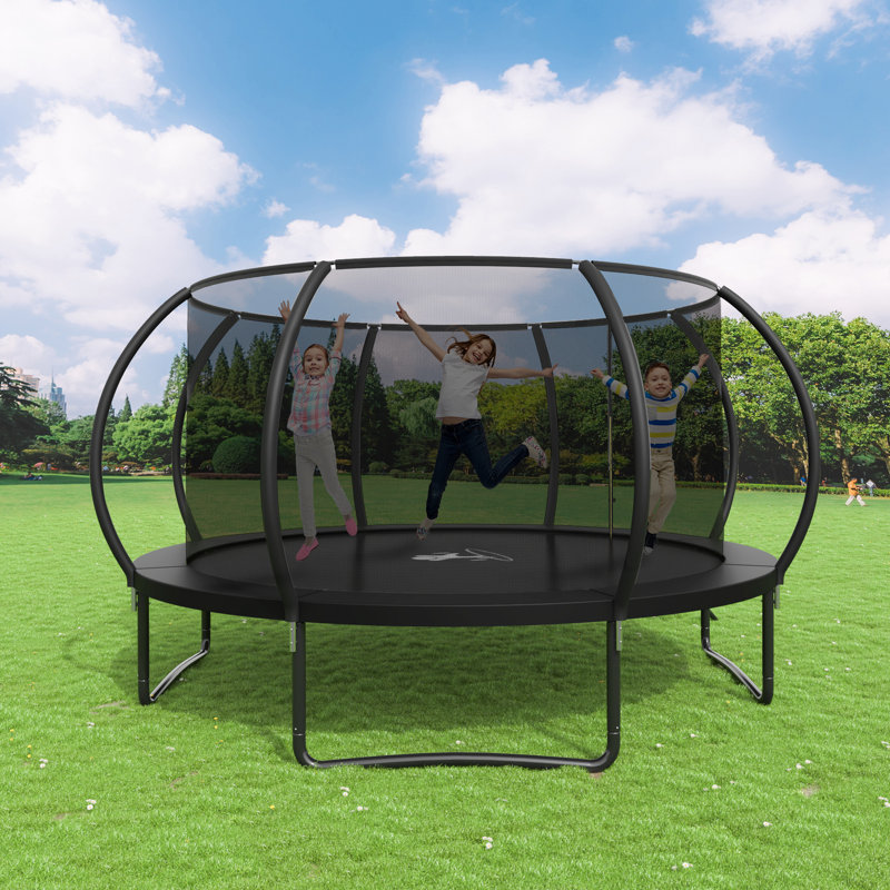 Trampoline récréatif pour enfants 14 pi avec enceinte de sécurité - utilisation intérieure et extérieure - noir, Noir