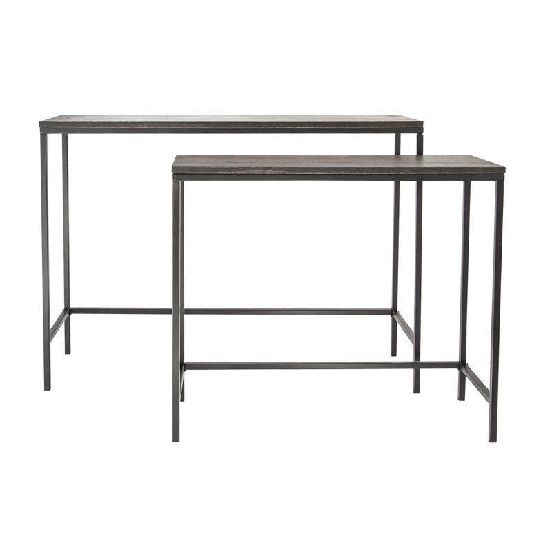  Solid Wood Frame Nesting Tables, Brown