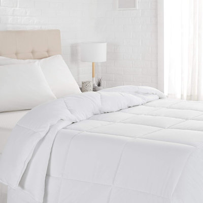 Édredon en duvet blanc / double blanc - Housse de couette légère avec pattes d'angle, literie lavable à la machine