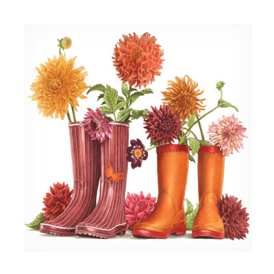 Art mural sur toile tendue - «Rain bottes and fleurs» par Francien Van Westering pour décoration de salon, de chambre à coucher ou de bureau - 14 x 14