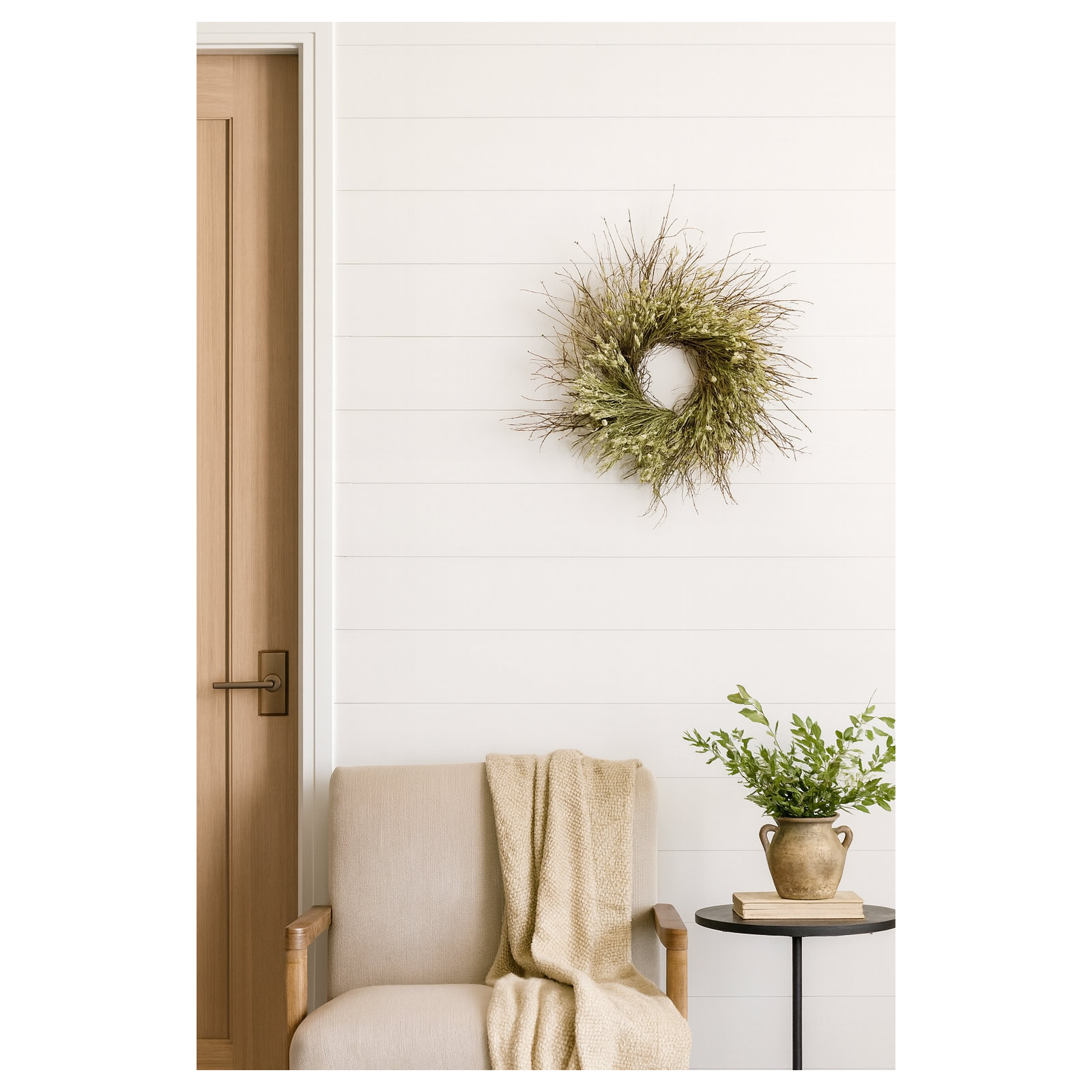 Dried Twigs and Avena 22" Fall Wreath