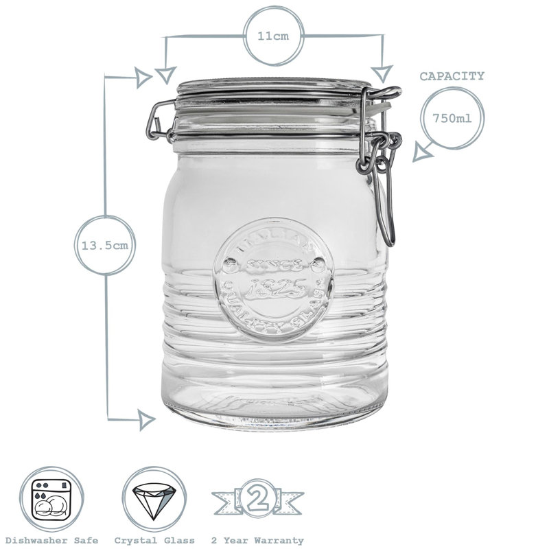 Officina 1825 Glass Storage Jars, 13.6cm H x 10.8cm W x 10.8cm D