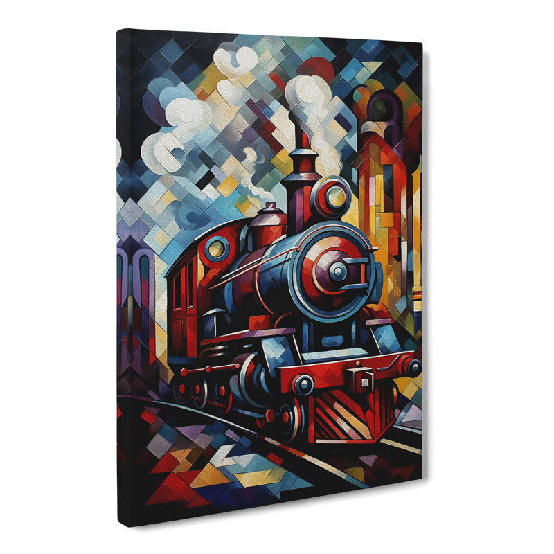 Steam Train Cubism - Wrapped Canvas, 50cm H x 35cm W x 3cm D