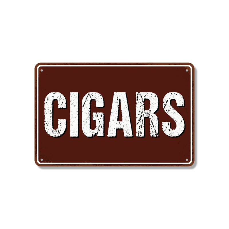 Enseigne de fantaisie en aluminium 7 po x 10 po Cigars, H 7 po x l 10 po x P 0,1 po