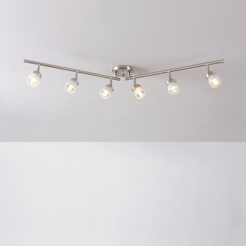 Brushed Nickel 46.25'' 6-Light LED Track Lighting Kit with Frosted Glass Shades