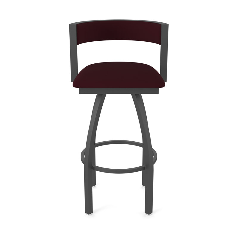 Tabouret Artémis, Vinyle - bordeaux Canter, Étain, Tabouret de bar (siège d'une hauteur de 36 po)