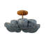 Plafonnier semi-encastré Anguilla en perles de bois bleues-123405026