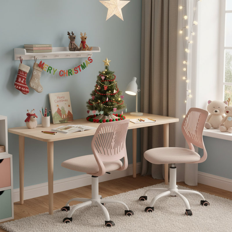 Chaise de bureau moderne avec siège en tissu Denishia, Malmonew rose