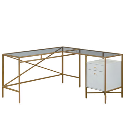 L-Shaped Desk, White Finish