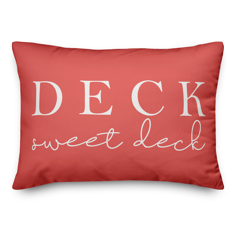 Textual Outdoor Throw Pillow, Coral