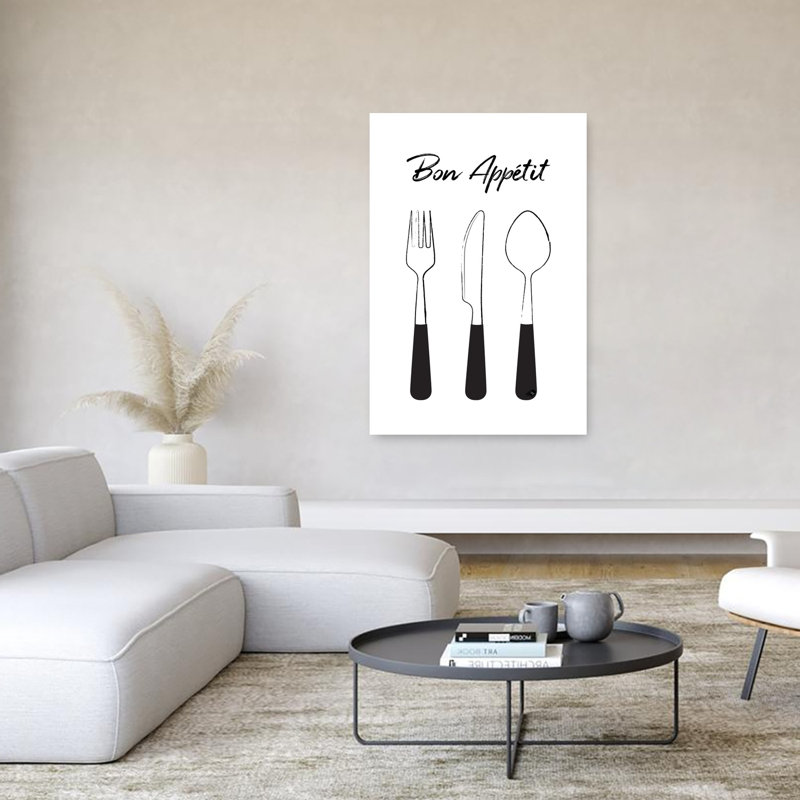 Bon Appetit Tableware Elegant Minimalist Wall Art Print by Martina - Wrapped Canvas Print, 152.4cm H x 101.6cm W
