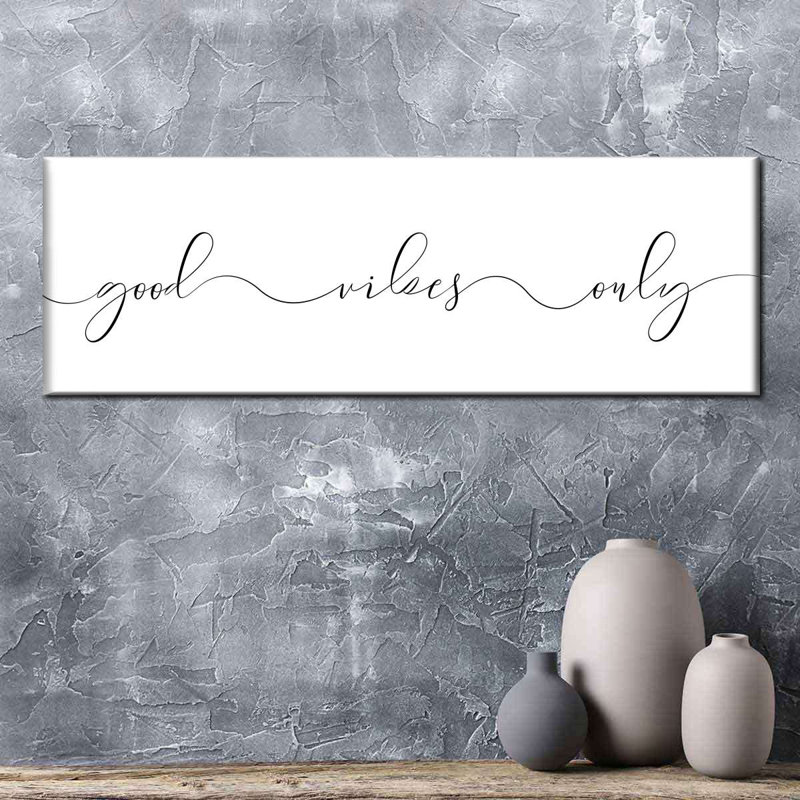 Motivation, impression sur toile, "Good Vibes Only Calligraphy", H 8 po x l 24 po x P 1 po