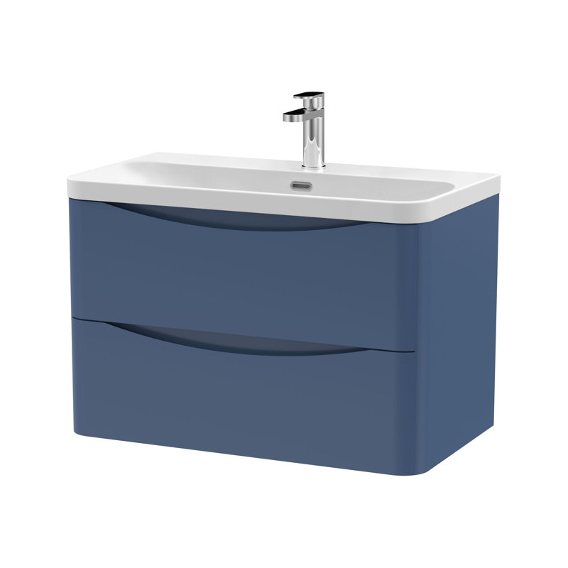 Lunar Bathroom Vanity, Satin Blue, 80.7 cm W