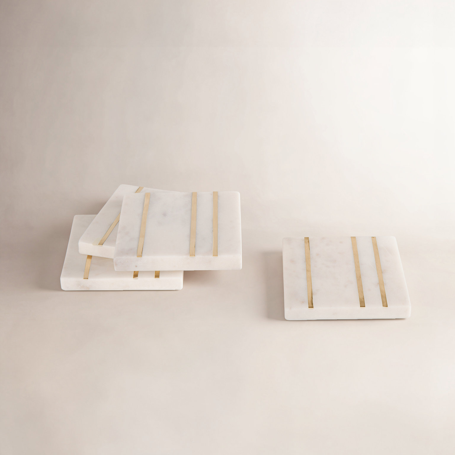 Broome Gold Inlay Marble Square Coaster Set