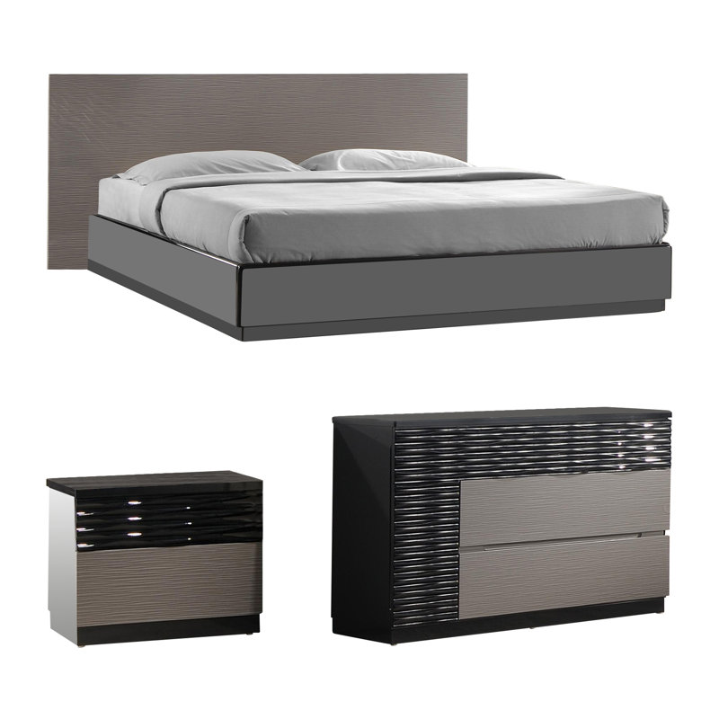 Ensemble de chambre à coucher lit plateforme personnalisable Durante