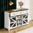 55-Inch Sliding Barn Door Sideboard with Adjustable Shelves, 3 Drawers, and Industrial Metal Accents for Versatile Home Storage.-1485923856