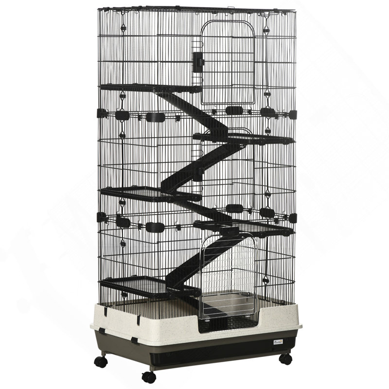 Cage pour petits animaux avec roulettes, cage à lapin portable à 6 niveaux