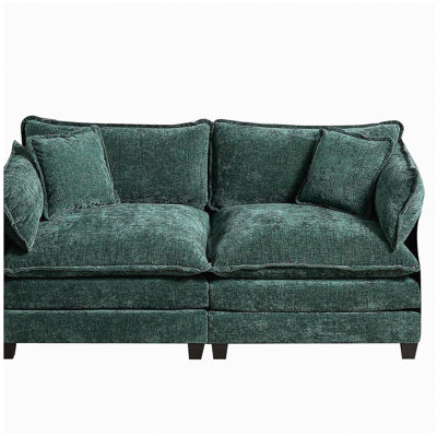 Canapé Cloud avec deux sièges (les accoudoirs ne sont pas inclus), canapé modulaire moderne, pour le salon, la chambre à coucher et les appartements, coussin de siège rembourré à double couche confortable, tissu chenille respirant, vert