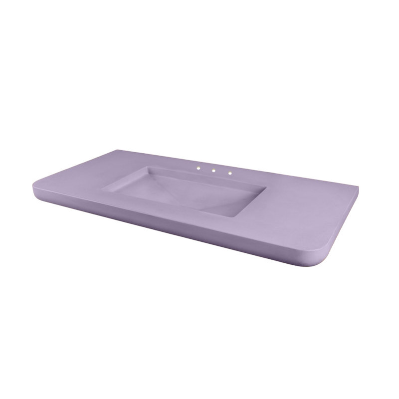 Newterra Concrete Handmade Rectangular Console Bathroom Sink, Lilac, Widespread