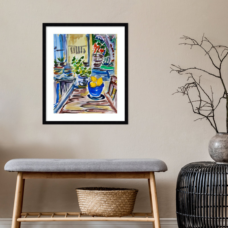 « Citrons bleus » de Charline, sur papier encadré, par Charline Print, H 25 po x l 21 po x P 1 po, Noir
