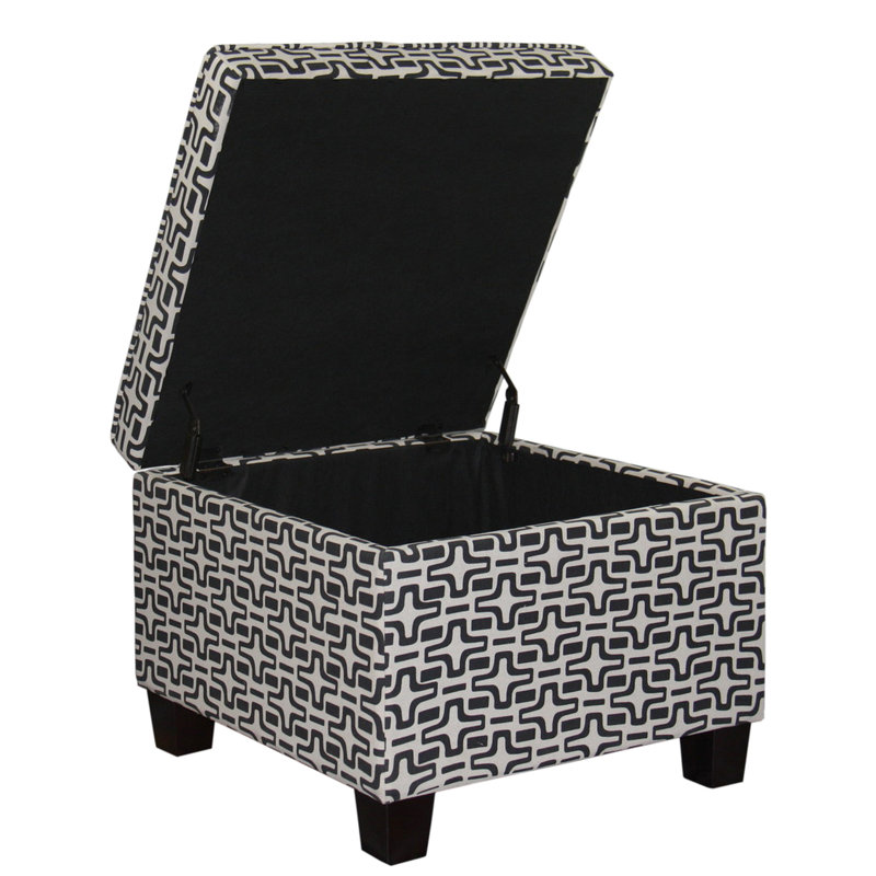 Rangement géométrique de 18 po de hauteur à motif d'étoile, style esthétique brun, fabrication en bois, assise à fermeture de siège de 25,1 po de largeur, bord en tissu, hauteur des pieds de 3,5 po