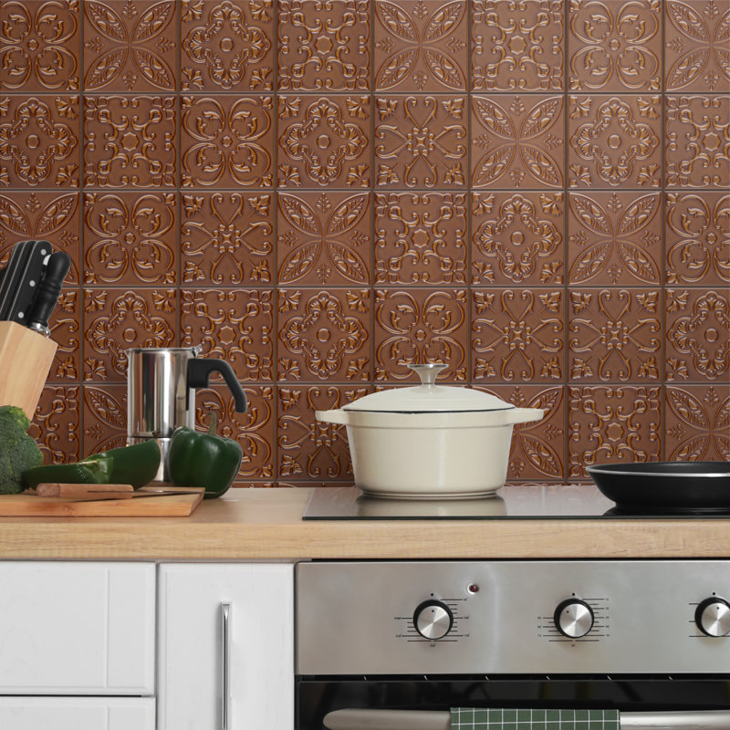 Trend 8" x 8" Ceramic Patterned Wall Tile, Orange