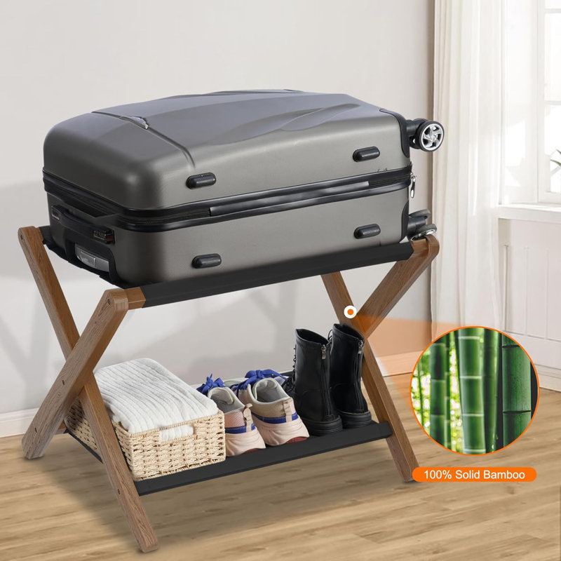 Porte-bagages avec tablette de rangement, Noyer