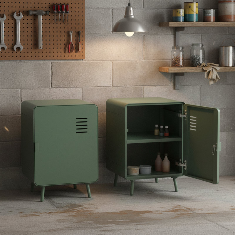 Metal Garage Storage Cabinet with Door and Adjustable Shelf for Small Spaces, Green, Amry Green