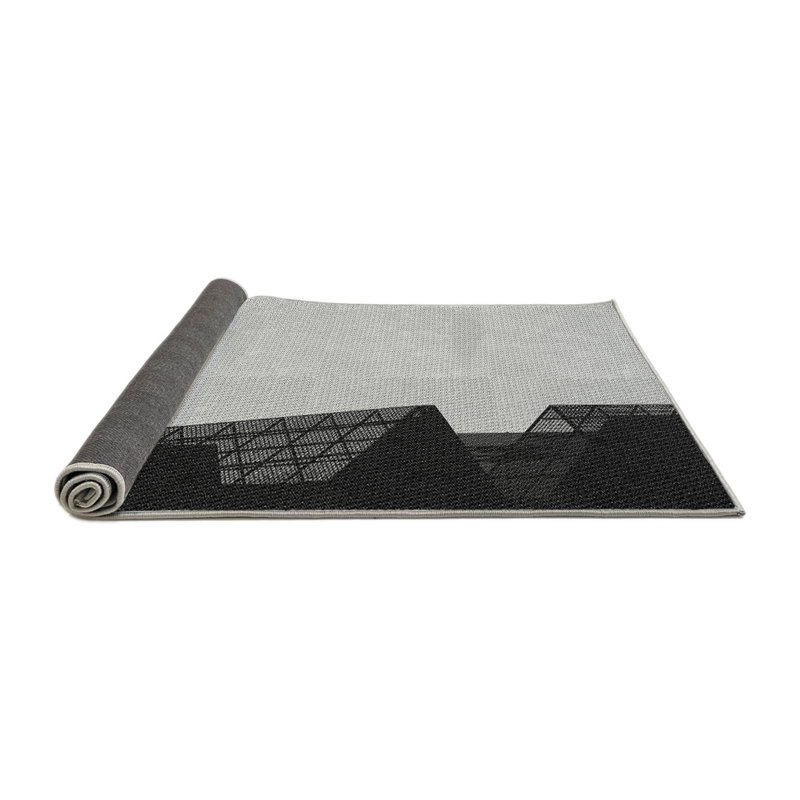 Laine tissée à la machine abstraite et polyester gris/noir Tapis décoratif, Rond 7 pi