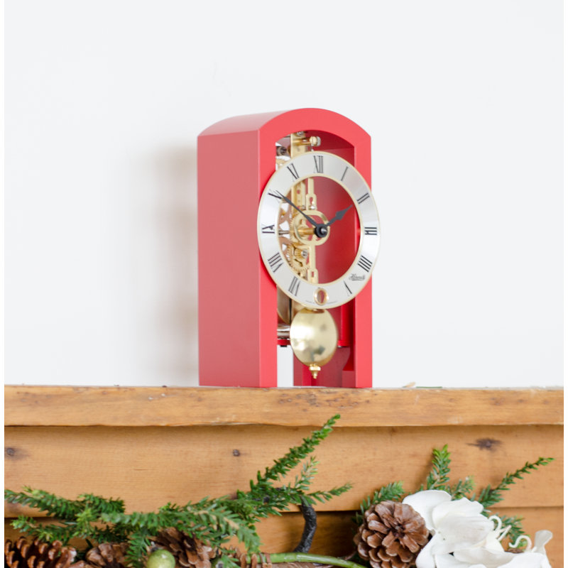 Patterson Solid Wood Mechanical Clock, Red