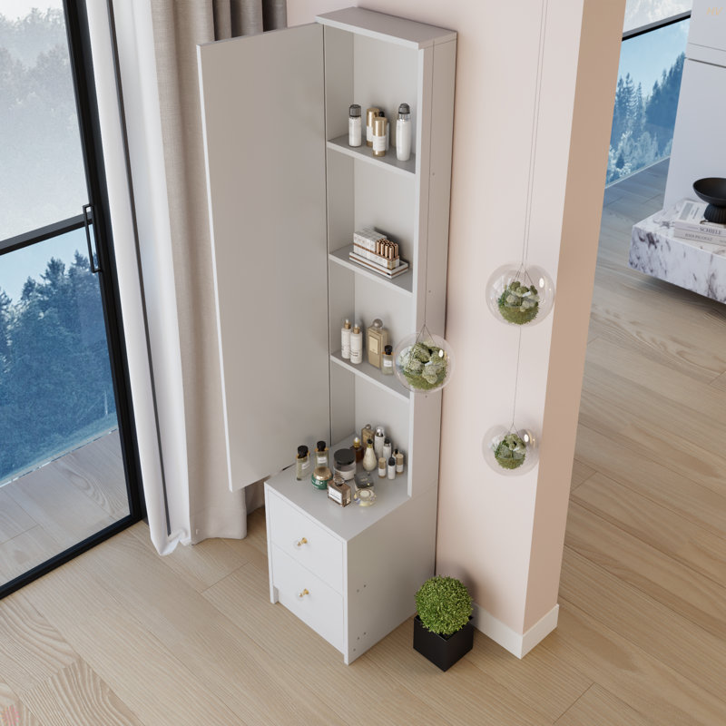 Simple Stylish Dressing Mirror Cabinet, Full Body Mirror Cabinet, Extra Large Mirror, White