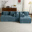 Canapé modulaire de 101,2 po avec canapé à compression complète et canapé modulaire à assise profonde et deux poches latérales pour le salon, bleu-343278966