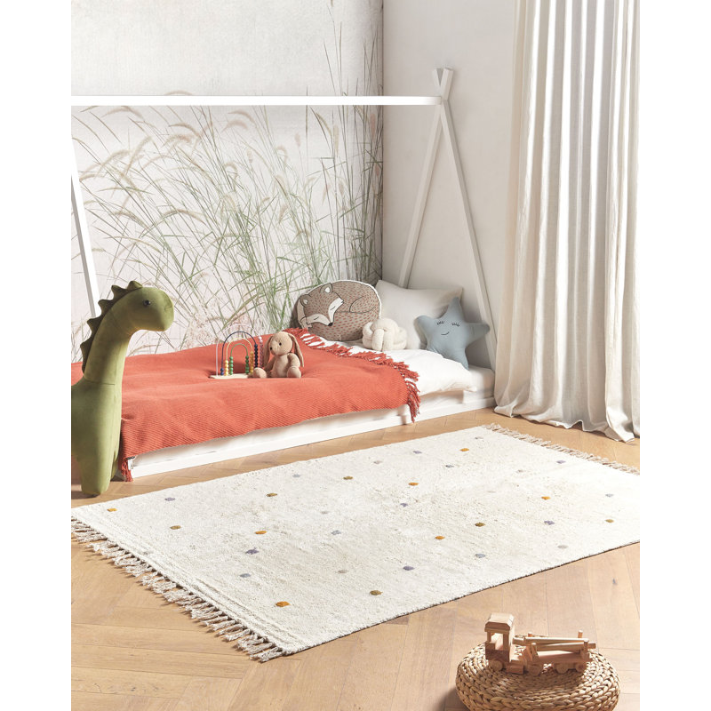 Cuney Dots Cotton Hand Tufted 140cm X 200cm Area Rug, White