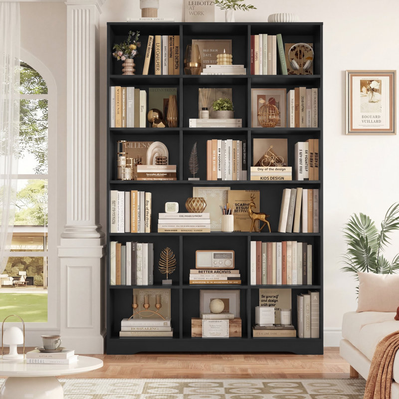 76.1''H 6-Tier Standard Bookcase, Cube Bookcase, Black