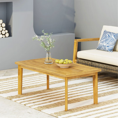 Table basse d'extérieur rectangulaire en bois d'acacia, teck, l 43,25 po x P 23,50 po x H 17,00 po