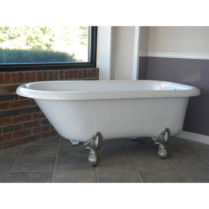 Regent 60" x 30" Clawfoot Soaking Bathtub, Brushed Nickel