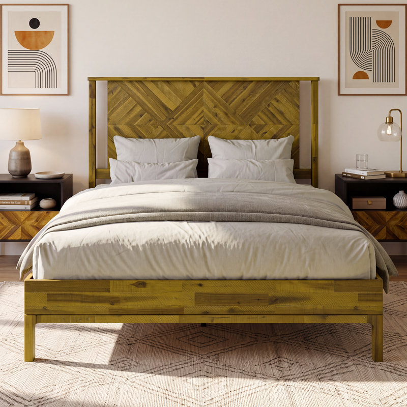 Ethan Solid Wood Rustic Headboard, Queen, Rustic Brown