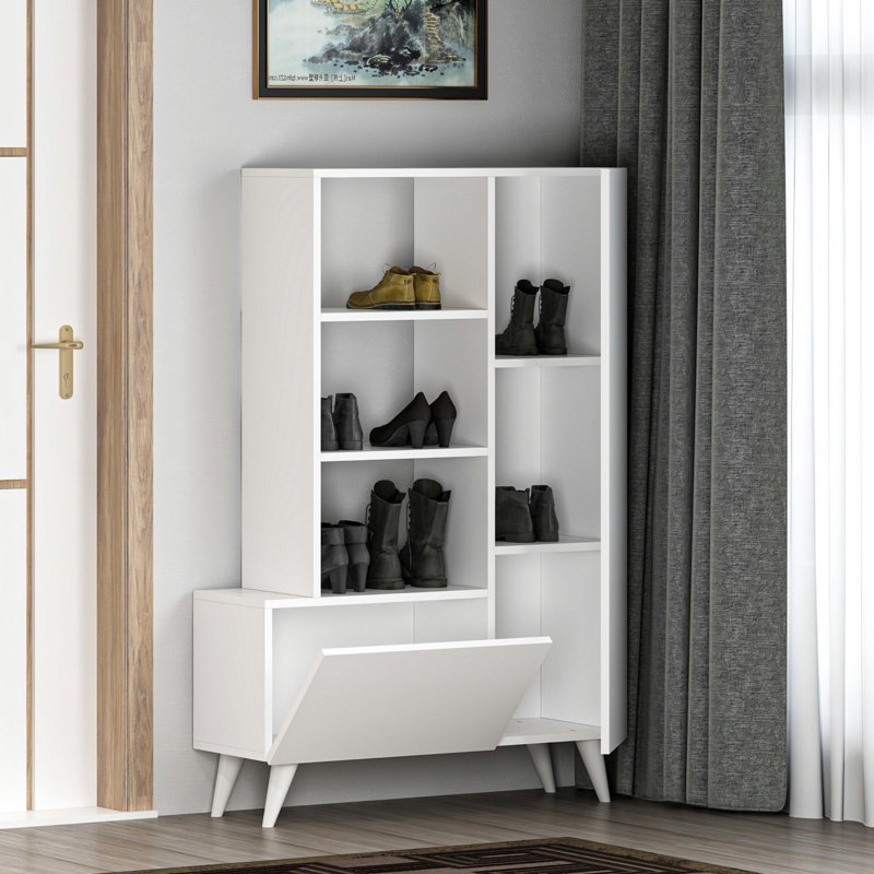 Baneen 8 Pair Shoe Storage Cabinet, White