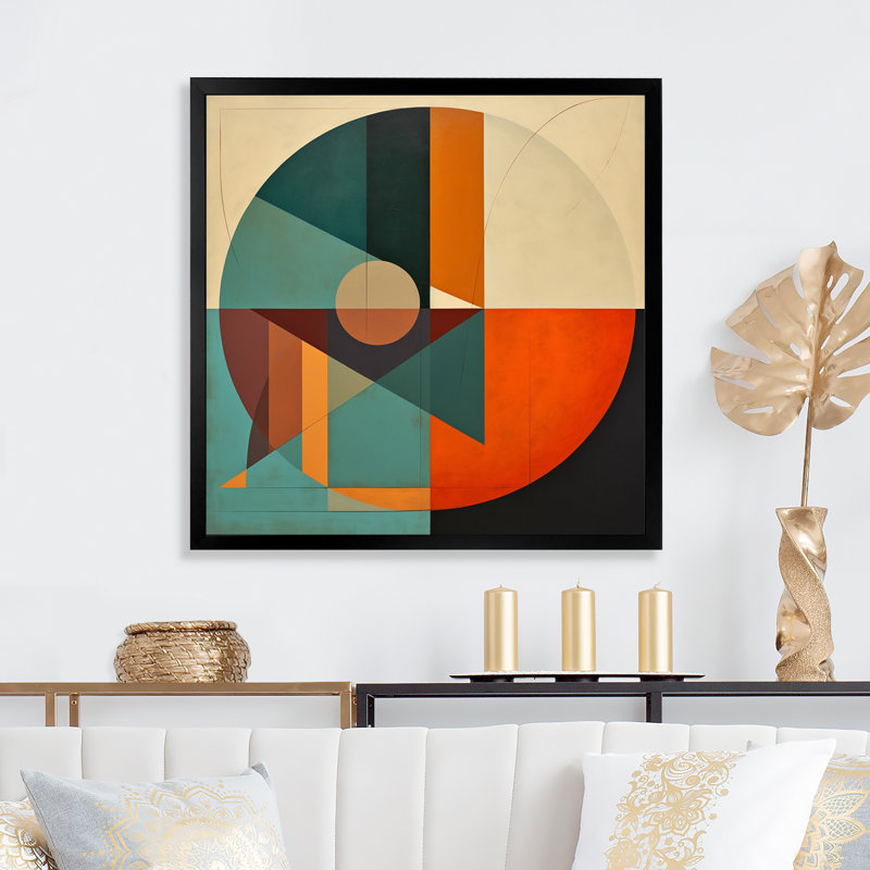 «Odyssey Midcentury Retro Abstract Geometrics I», reproduction sur toile, H 24 po x l 24 po x P 1 po, Cadre simple noir