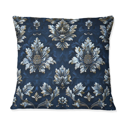 Coussin décoratif bleu marine damassé Glam