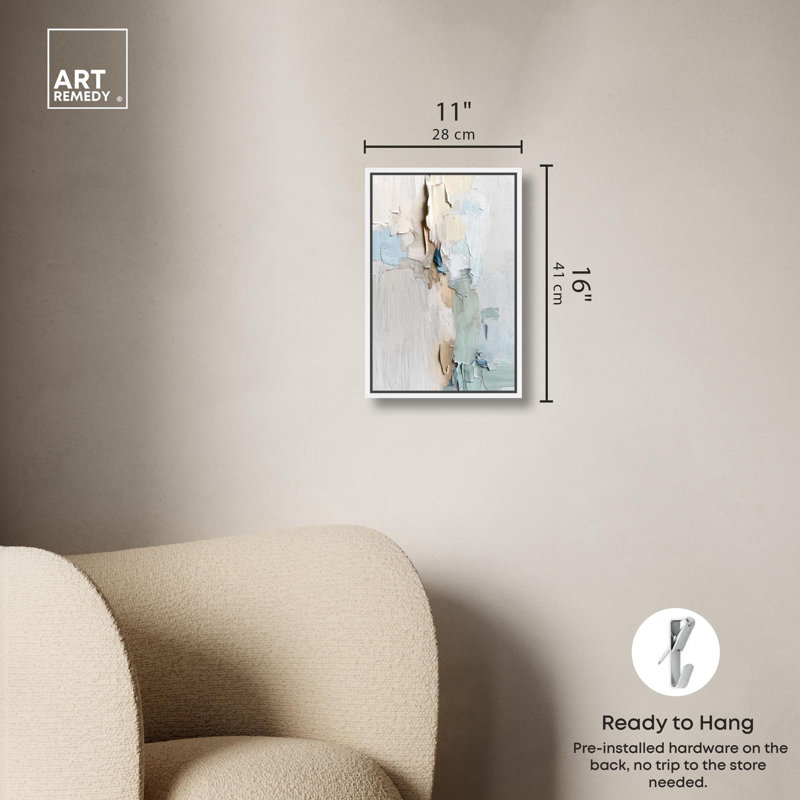 Impression numérique sur toile, "Impasto" par Art Remedy, H 16 po x l 11 po, Cadre flottant blanc