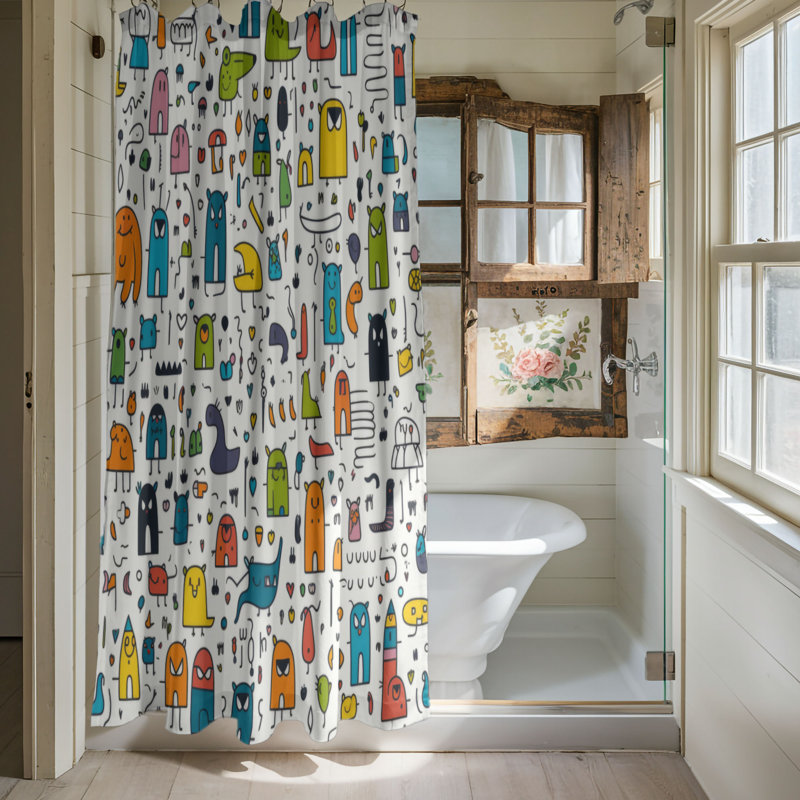 Playful Pals - Rideau de douche Premium, H 74 po x l 71 po
