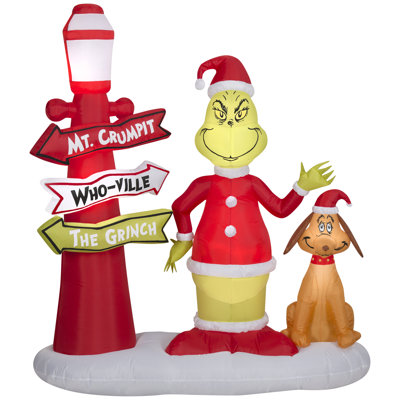 Noël gonflable Grinch and Max avec lampadaire