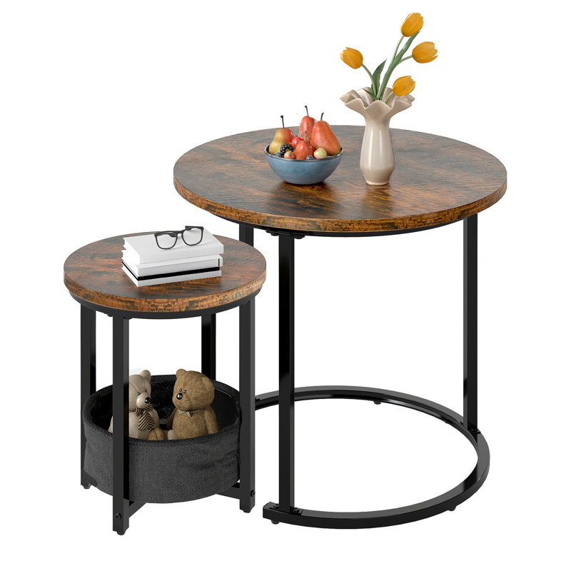 2- Piece Wooden Coffee Table Set, Centre Table, Brown/Black