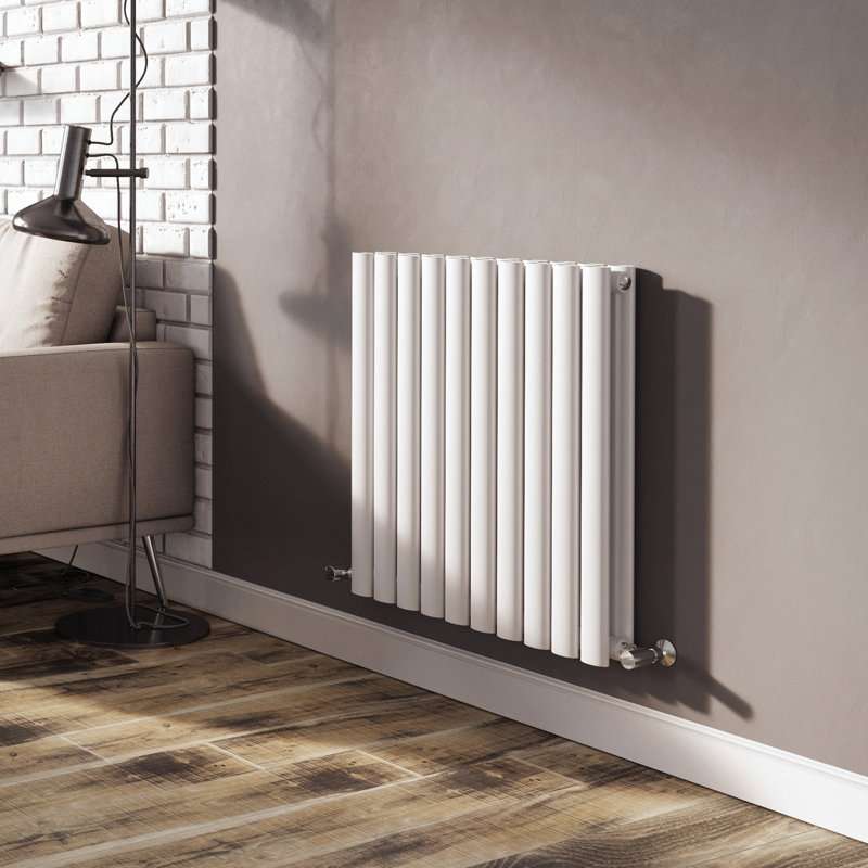  Horizontal Oval Panel Radiators, 1800mm W x 350mm H, White