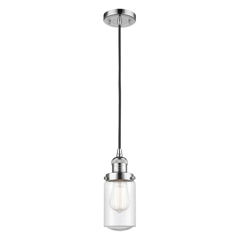 Luminaire suspendu 1 lumières scolaire single Saroyan, Transparent, Nickel poli, Ampoule non incluse