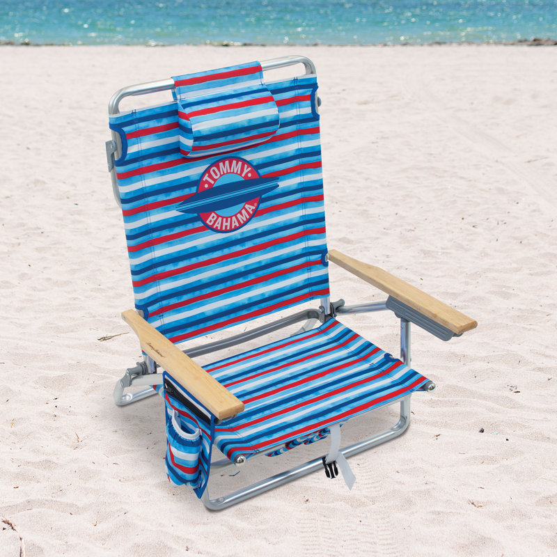 Chaise de plage Tommy Bahama à 5 positions avec sac à dos plat classique avec glacière et porte-gobelet
